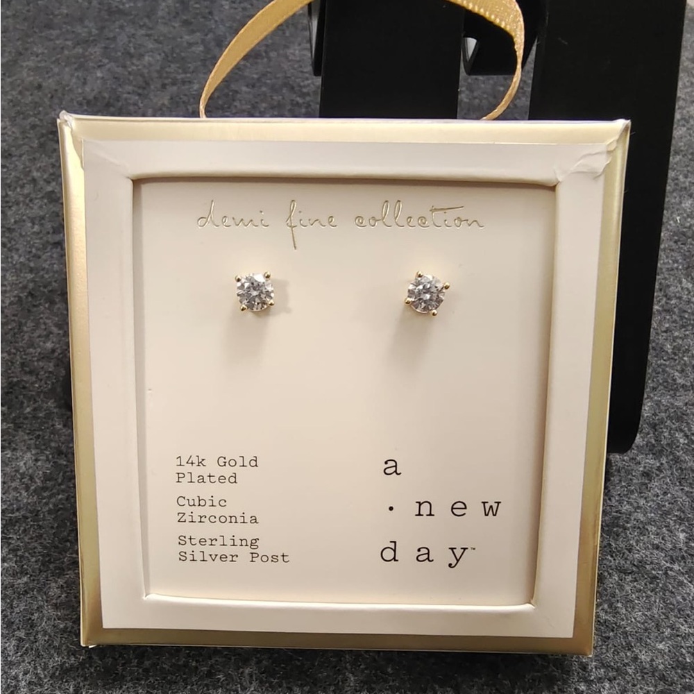 NWOT A New Day 14k Gold Plated Zirconia Earrings